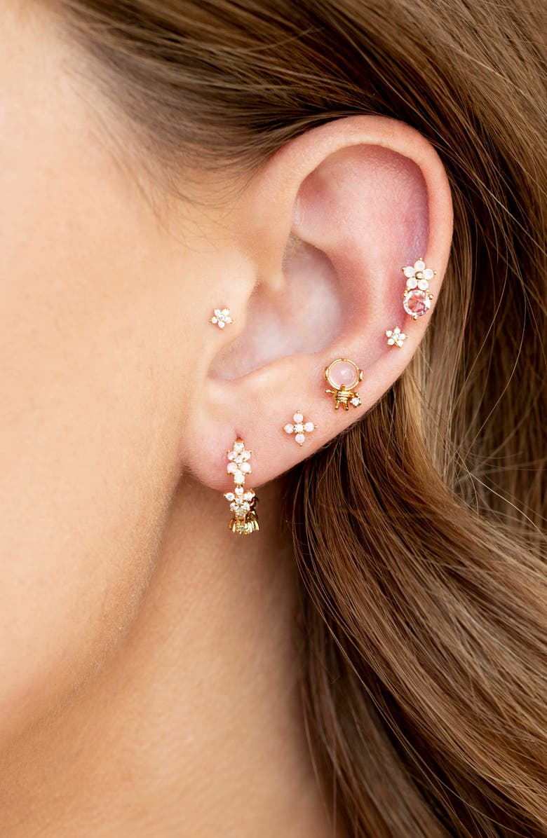 Girls Crew Pastel Star Huggie Hoop Earrings, Alternate, color, Gold