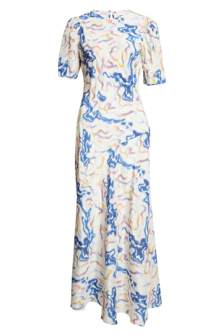 Samar Abstract Print Silk Dress, Alternate, color, PRISM