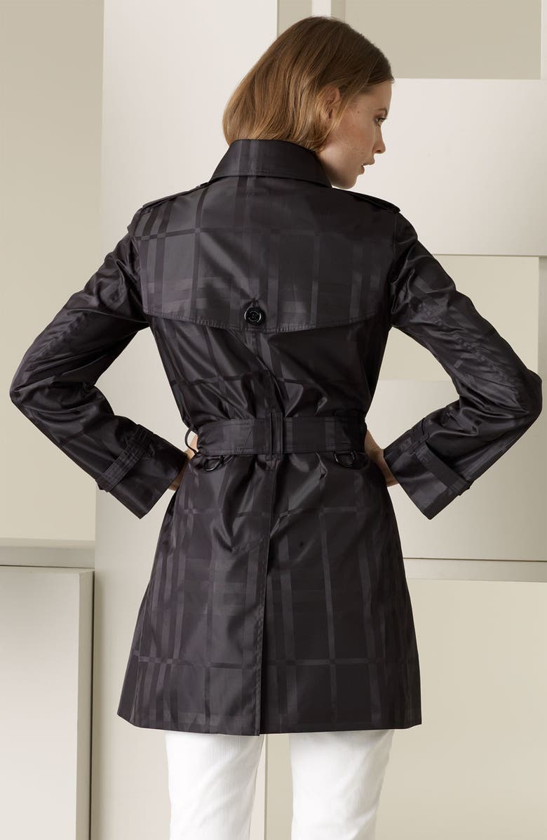 Burberry Brit Tonal Check Jacquard Trench Coat, Alternate, color,