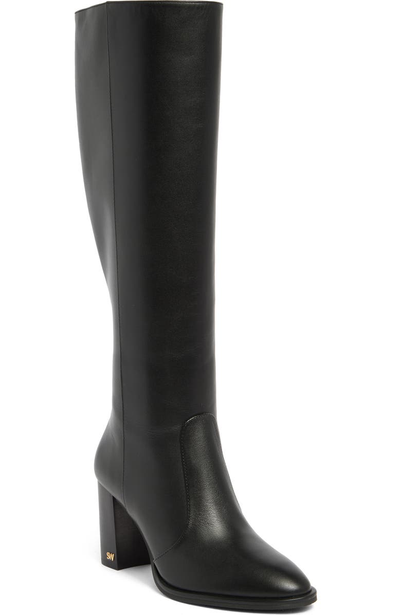 Stuart Weitzman Ryland Tall Leather Boot, Main, color, Black