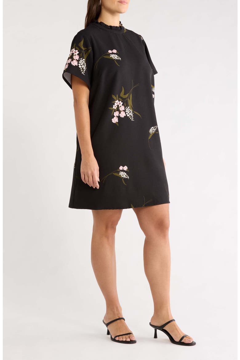 Rickie Floral Print Shift Minidress, Alternate, color, BLACK-MULTI