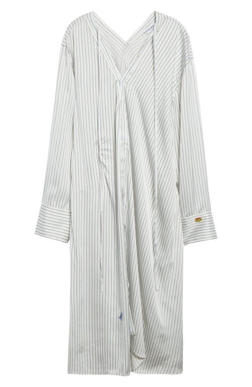 Acne Studios Dothy Stripe Long Sleeve Asymmetric Cotton Midi Shirtdress In Gray