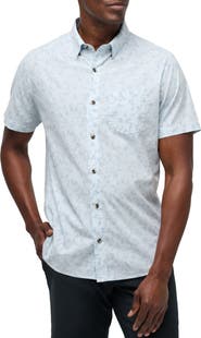 TravisMathew King Air Trim Fit Floral Short Sleeve Button-Up Shirt