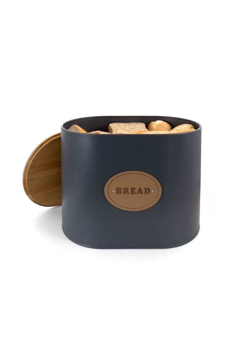 Kitchen Food Storage and Organization 5 Piece Canister Set with Wood Lids, Alternate, color, Gray