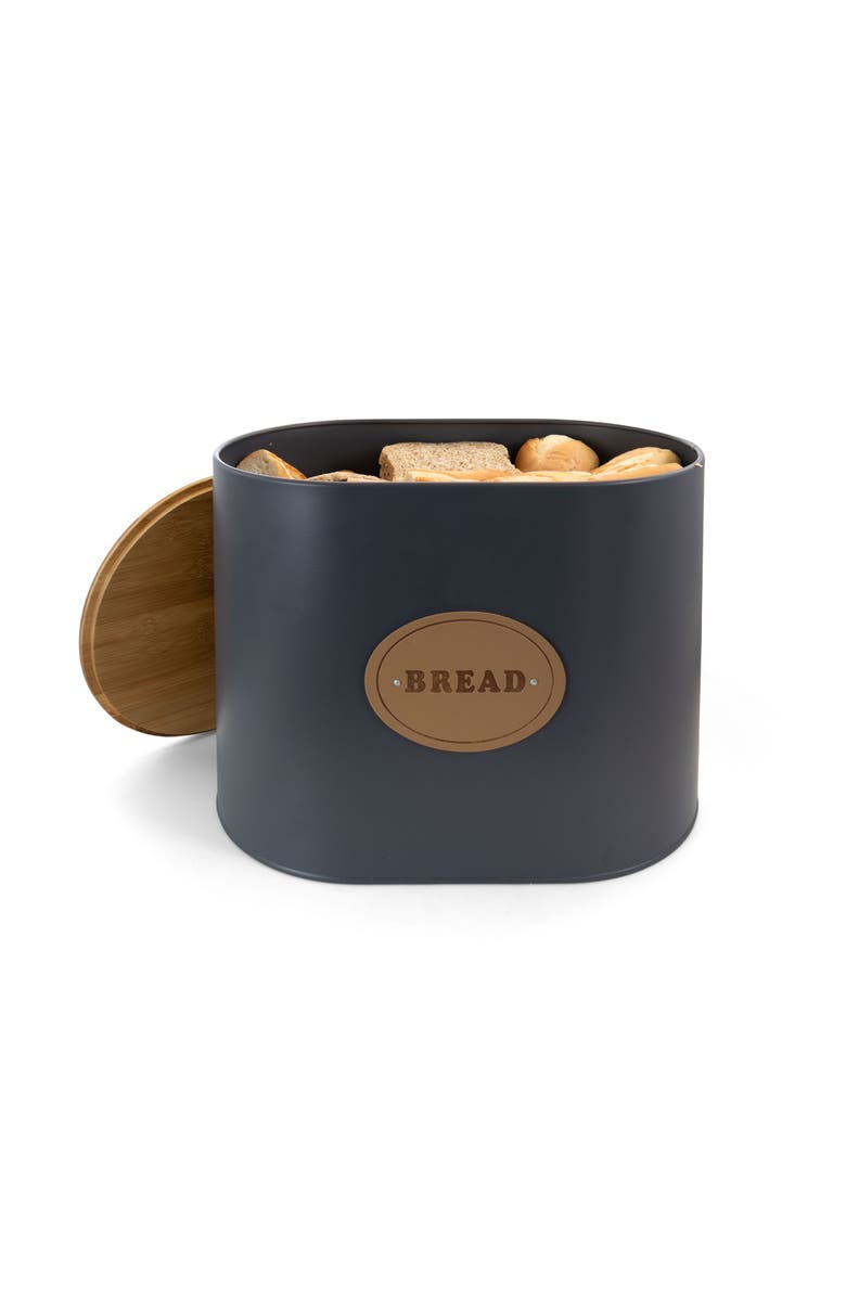 Megachef Kitchen Food Storage and Organization 5 Piece Canister Set with Wood Lids, Alternate, color, Gray