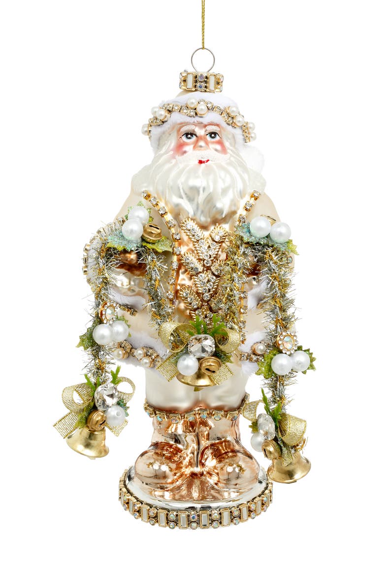 Jeweled Santa Ornament, Main, color, Gold