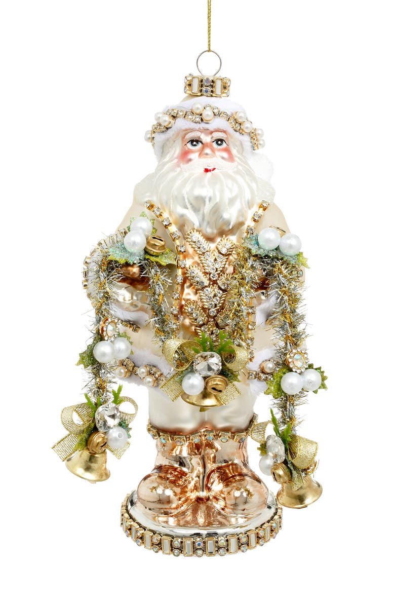 Mark Roberts Jeweled Santa Ornament, Main, color, Gold