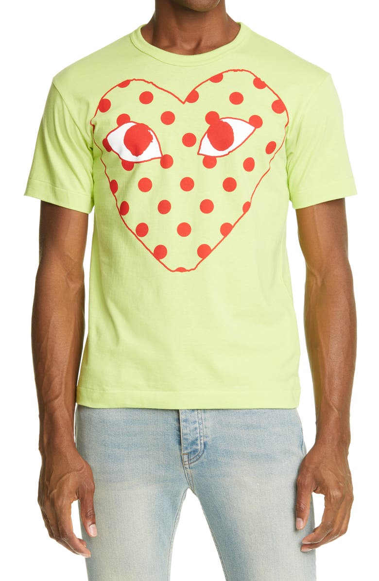 Comme des Garçons PLAY Polka Dot Heart Graphic Tee, Main, color, 