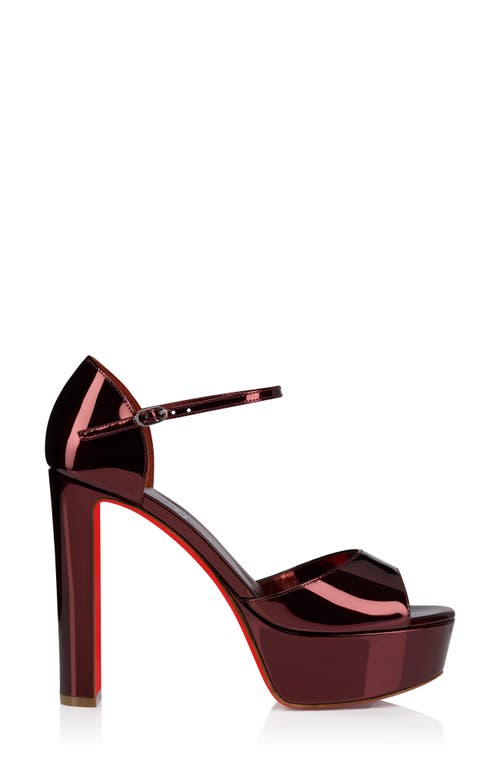 Christian Louboutin Sandaloo Metallic Peep-toe Sandal In Burgundy