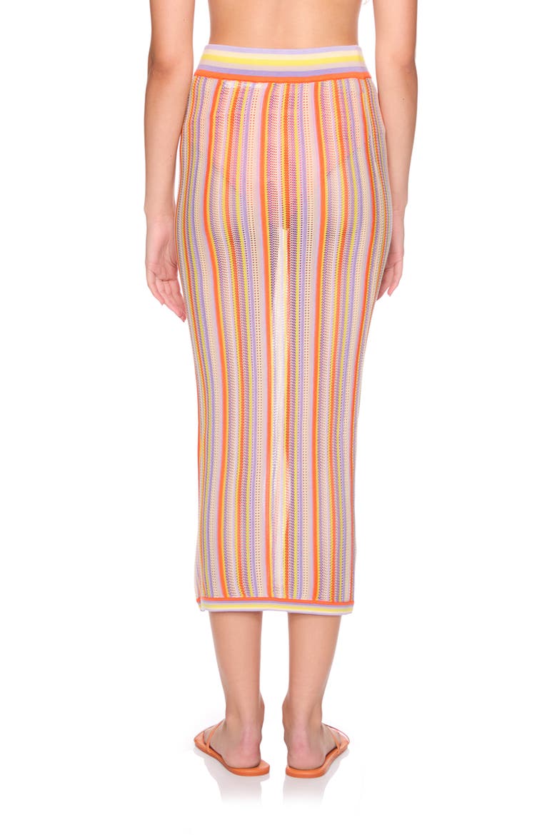 Stripe Open Stitch Midi Sweater Skirt, Alternate, color, APRICOT/POTION