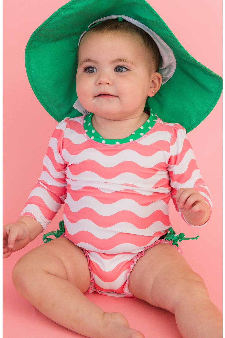 Kids' Bubblegum Long Sleeve One-Piece Rashguard Swimsuit, Alternate, color, PINK