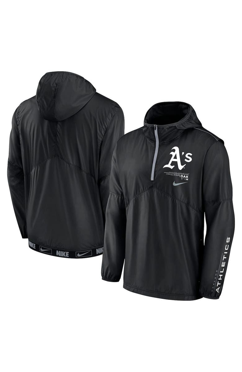 Nike Men's Nike Black Oakland Athletics Authentic Night Game Performance Half-Zip Windbreaker, Main, color, 