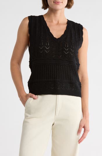 Melrose And Market Mixed Stitch Sweater Vest In Black