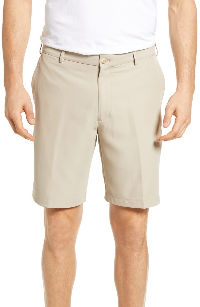 Peter Millar Salem 9-Inch High Drape Performance Shorts, Main, color, Khaki
