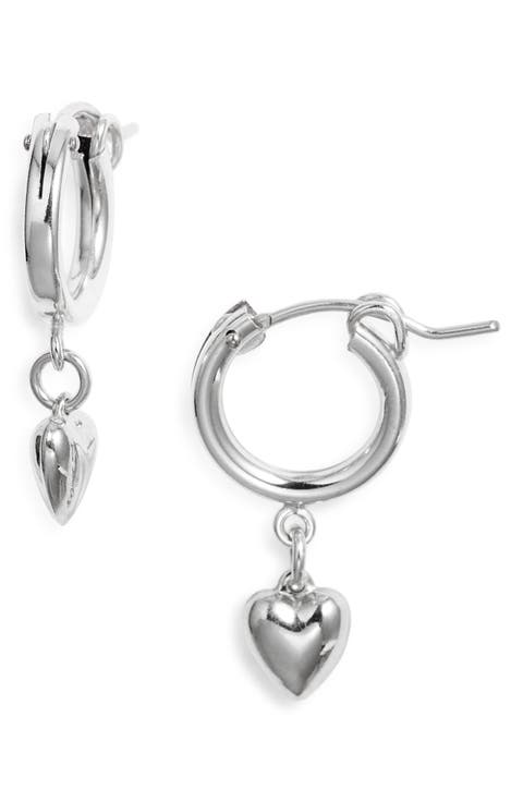 Puffy Heart Drop Huggie Hoop Earrings