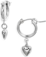 Nashelle Puffy Heart Drop Huggie Hoop Earrings