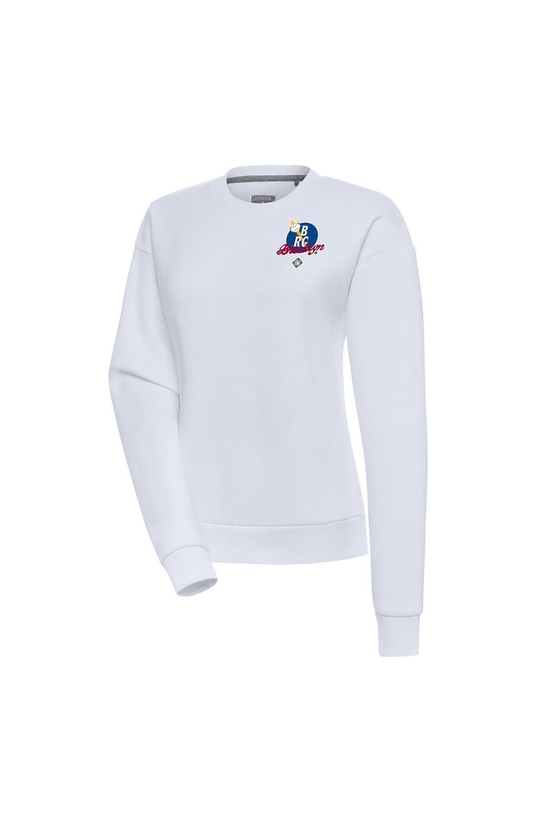 ANTIGUA Women's Antigua White Brooklyn Royal Giants Victory Crewneck Pullover Sweatshirt, Main, color, 