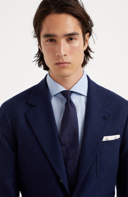 Brunello Cucinelli Silk Tie With Pattern In Blue
