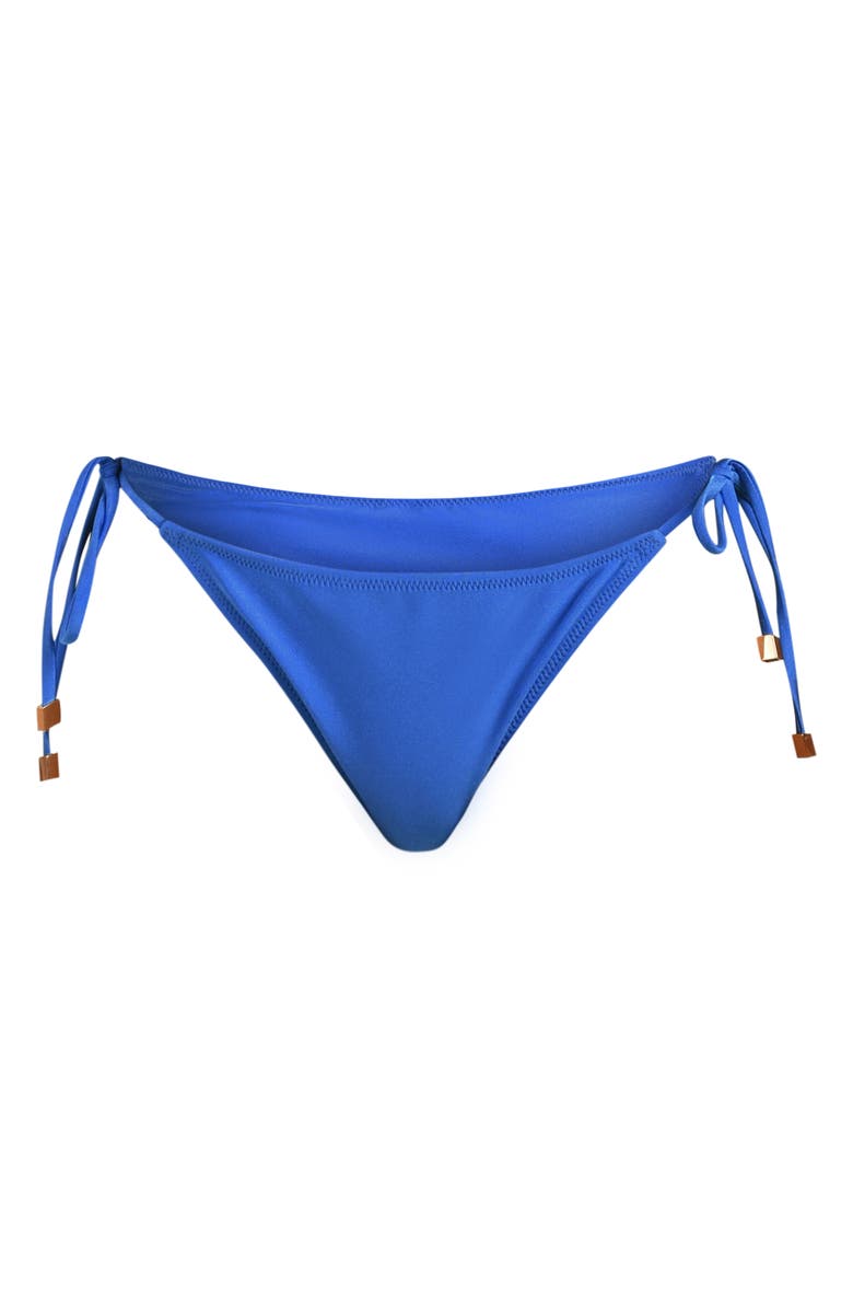 L'AGENCE Britt Shimmer String Bikini Bottoms, Alternate, color, Capri Blue