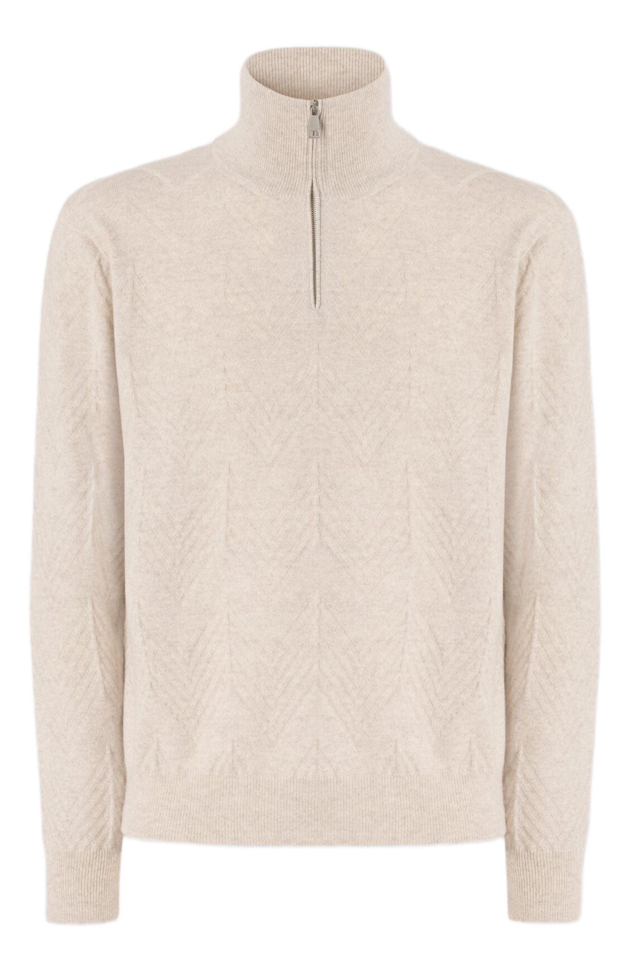 Half-zip Sweater With Tone-on-tone Zigzag Pattern - image 4