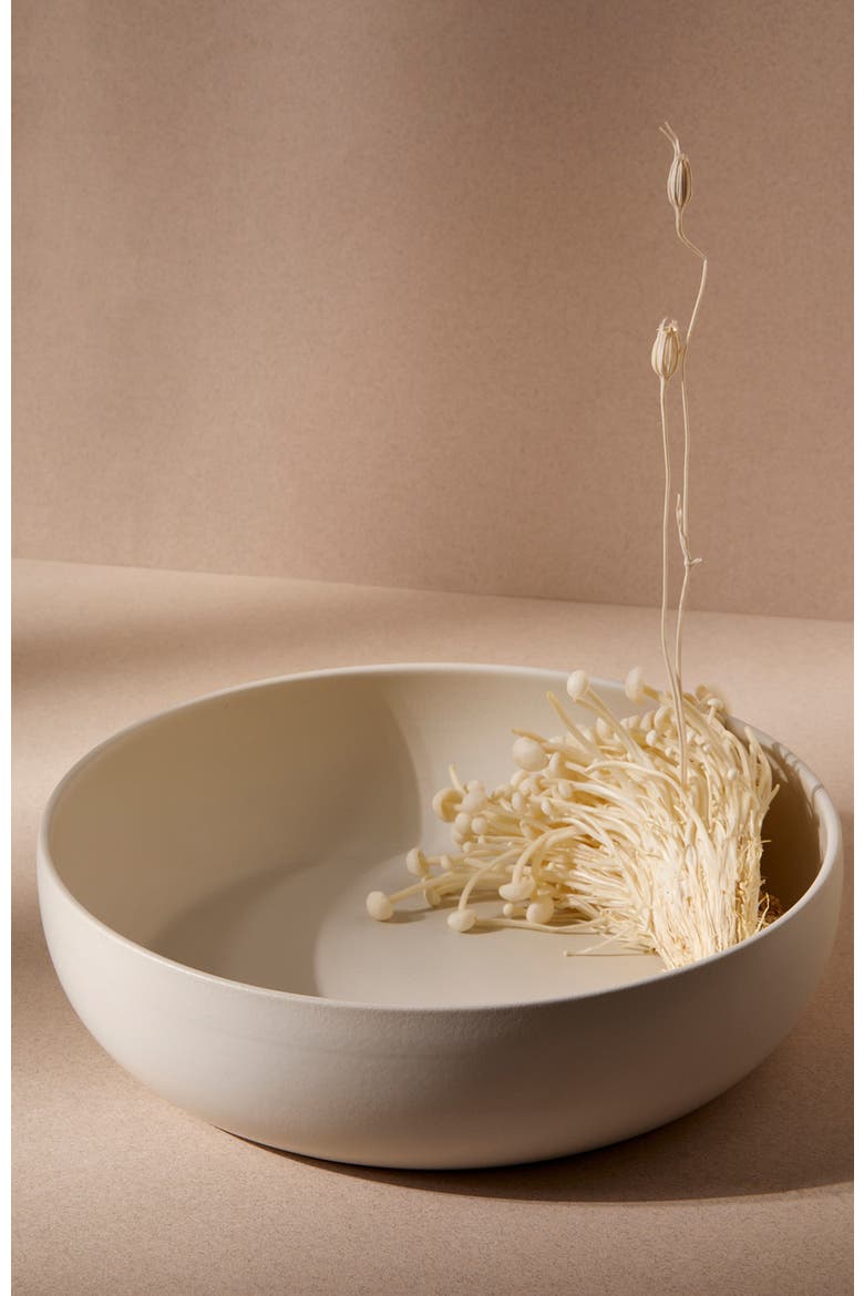 Shallow Stoneware Serving Bowl, Alternate, color, White