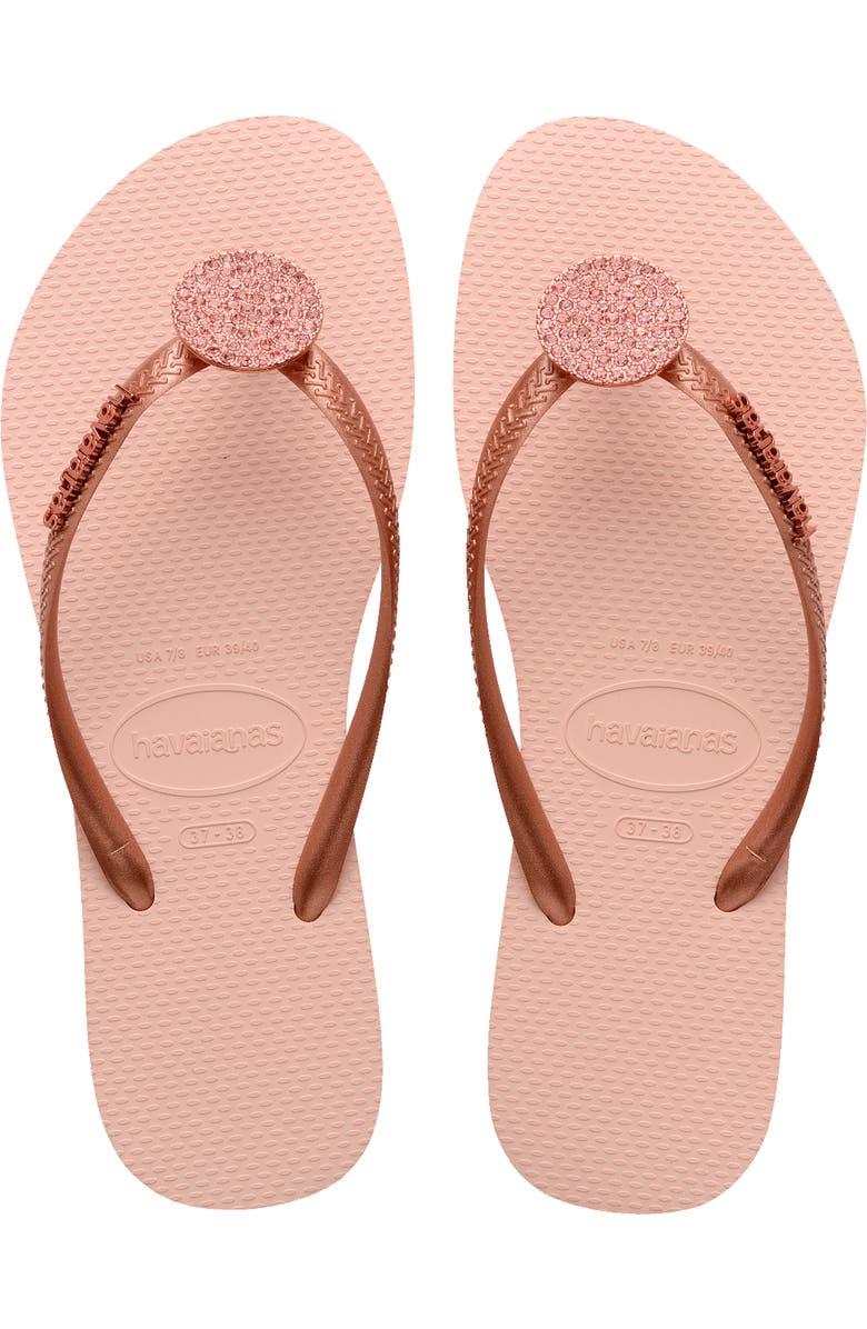 Havaianas Slim Crystal Flip Flop, Alternate, color, Ballet Rose