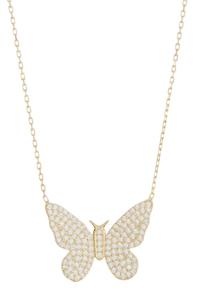 GABI RIELLE Pavé Butterfly Pendant Necklace, Main, color, Gold