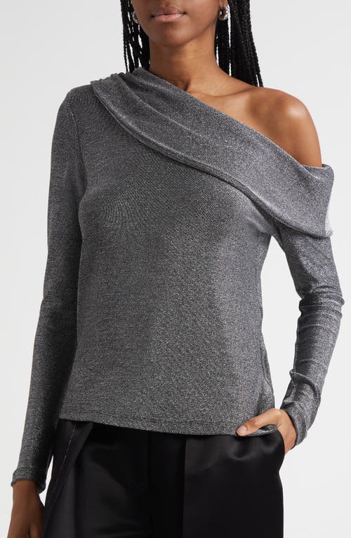 Ramy Brook Carrie Sparkle Knit Off-the-shoulder Top In Gray