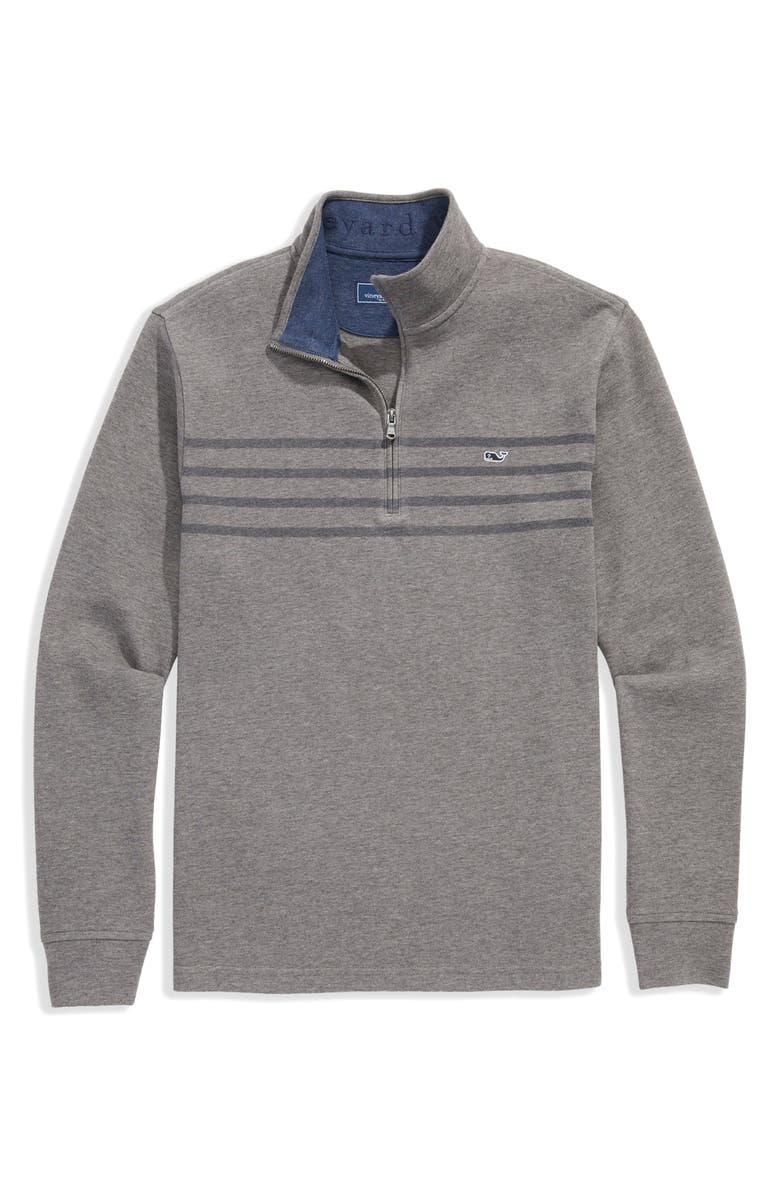 vineyard vines Saltwater Stripe Quarter Zip Pullover, Main, color, Gray Harbor
