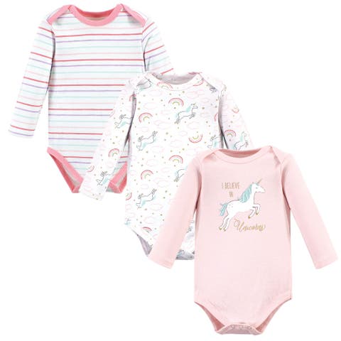 Little Soft Cotton Long-Sleeve One-Piece 3Pk