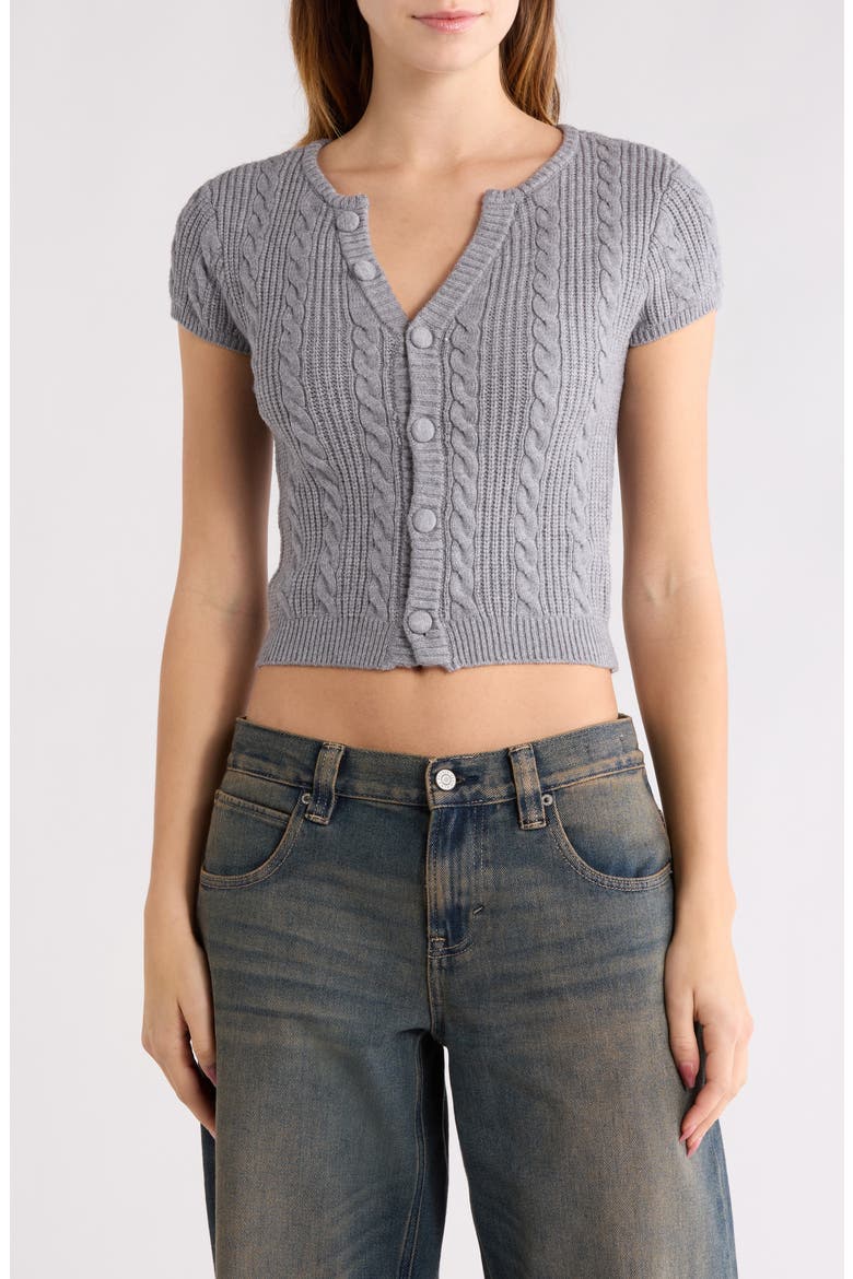 Liana Cable Cardigan, Main, color, HEATHER GREY