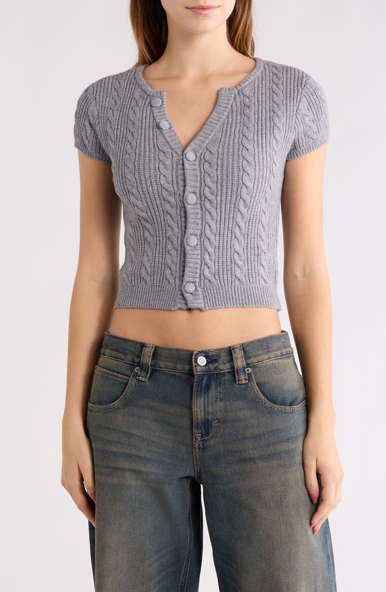 PacSun Liana Cable Cardigan, Main, color, Heather Grey