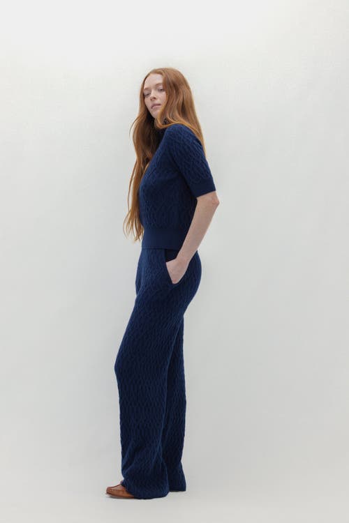 Naked Cashmere Cableknit Mock Neck In Blue
