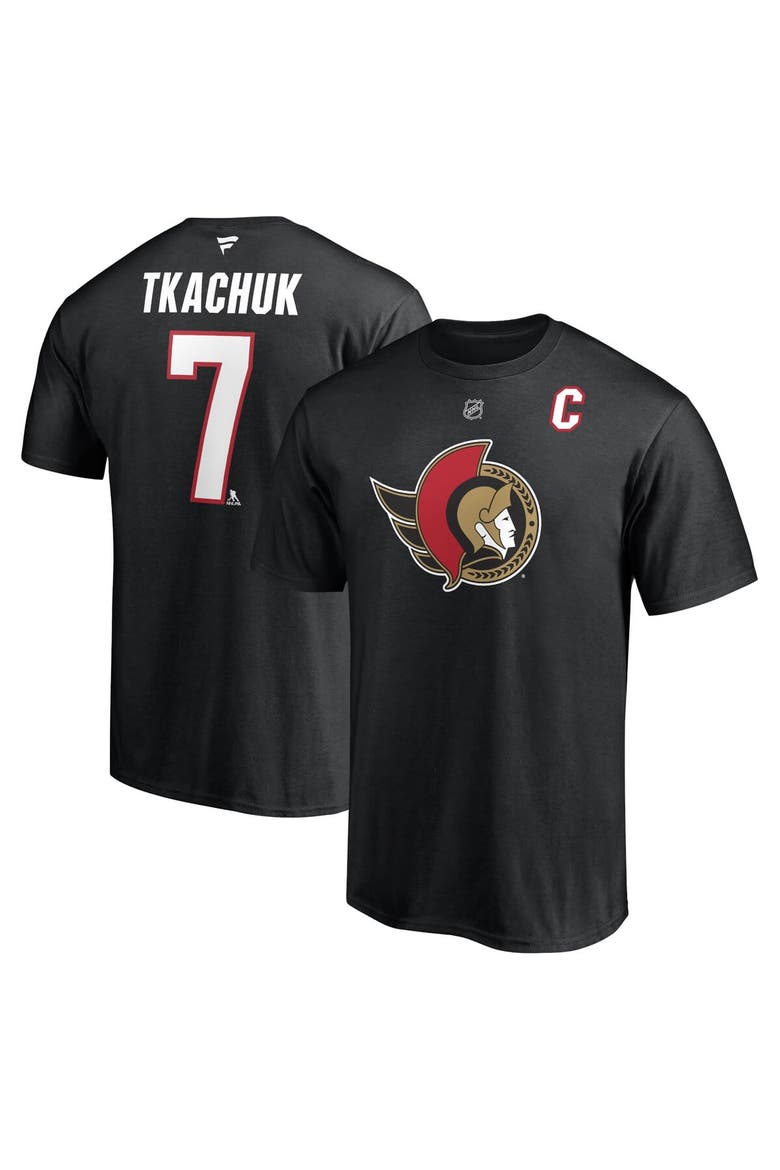 Men's Fanatics Branded Brady Tkachuk Black Ottawa Senators Authentic Stack Name & Number T-Shirt, Main, color, Black