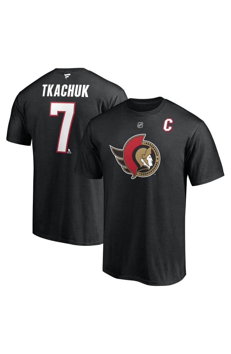 FANATICS Men's Fanatics Branded Brady Tkachuk Black Ottawa Senators Authentic Stack Name & Number T-Shirt, Main, color, Black