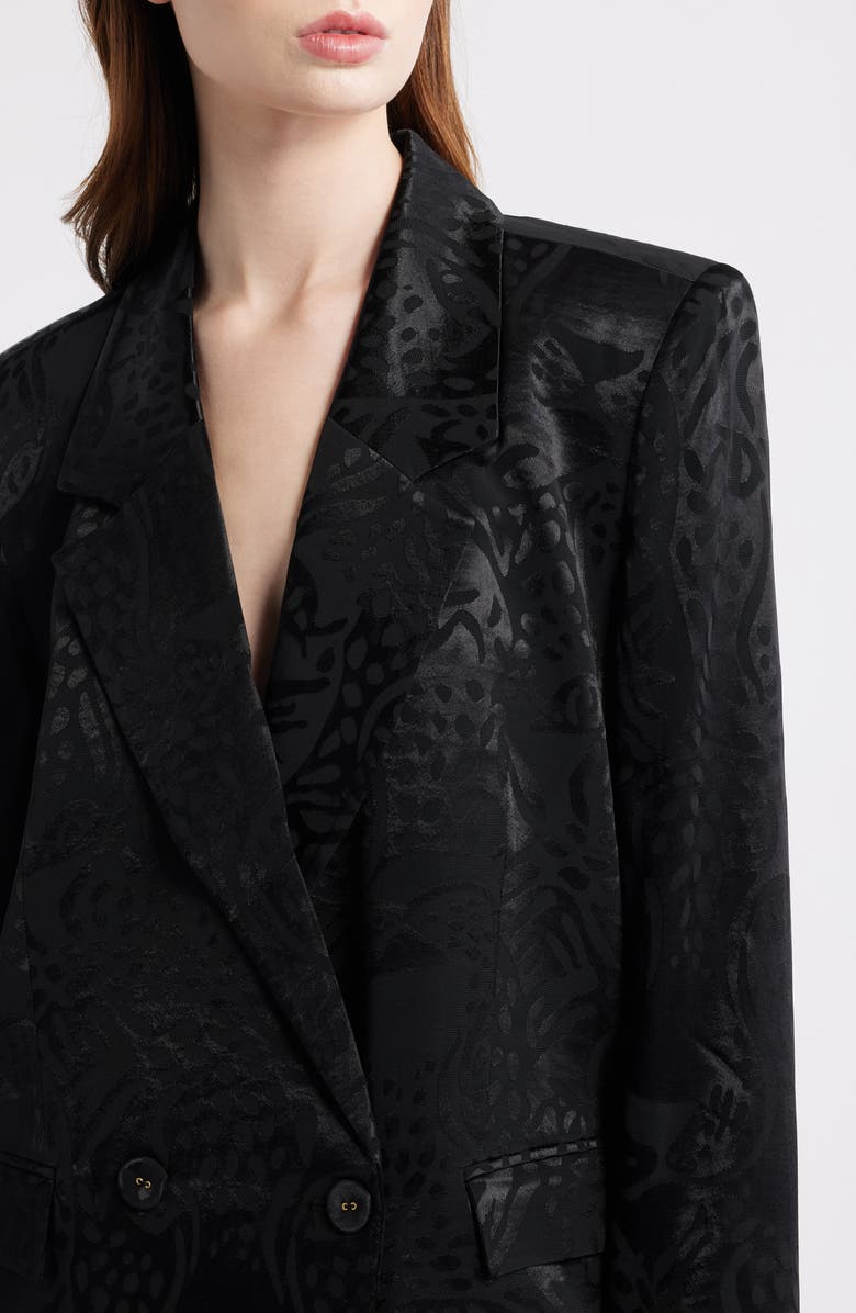 FARM Rio Leopard Jacquard Blazer, Alternate, color, Black