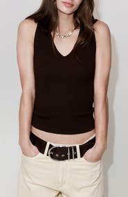 MANGO V-Neck Fine Knit Top