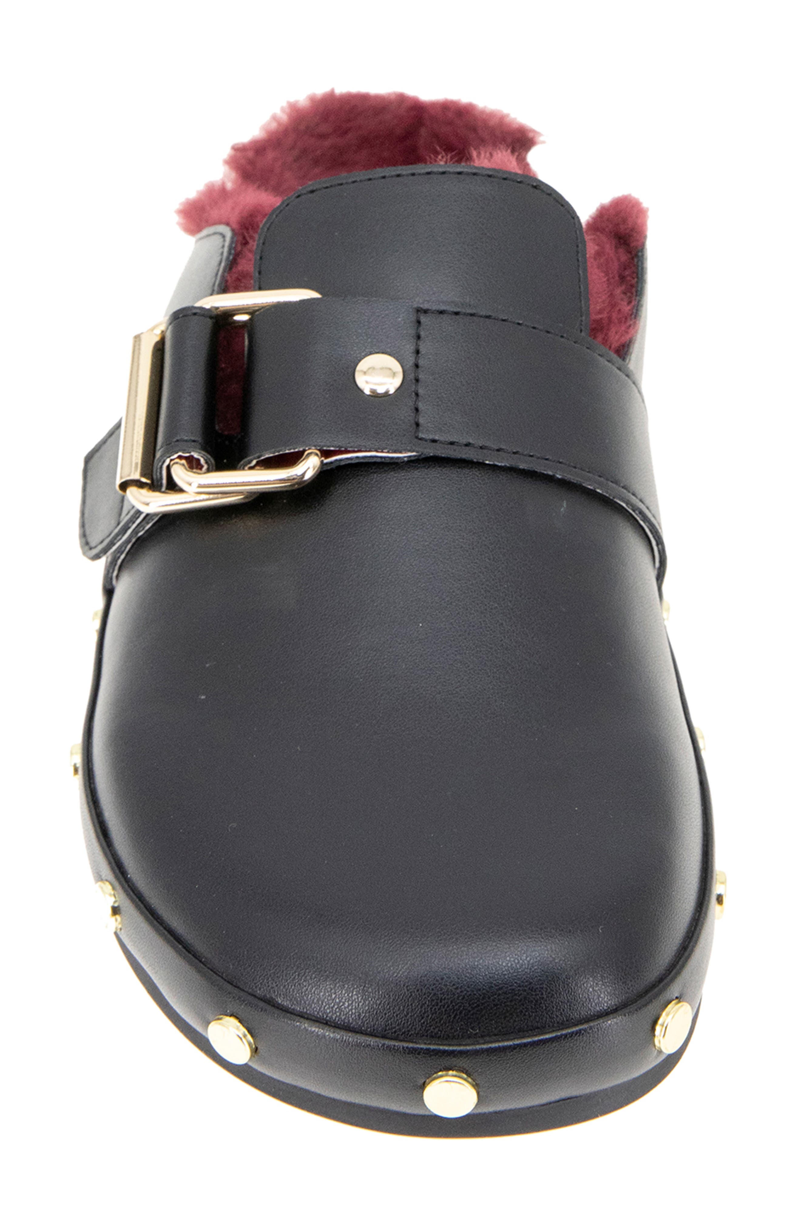 BCBGeneration Haisley Clog, Alternate, color, Black Faux Fur