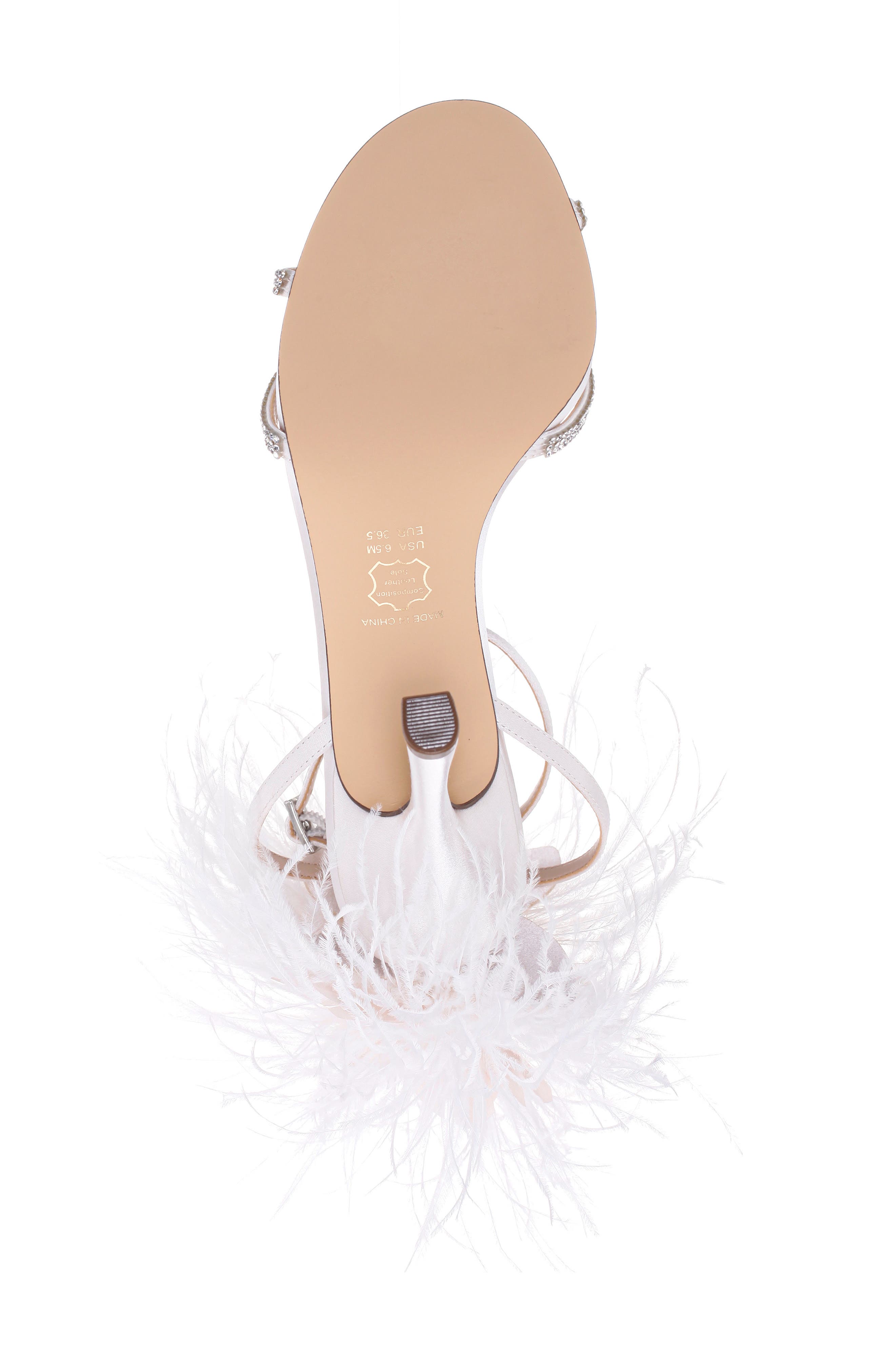 Nina Demi Faux Feather Ankle Strap Sandal, Alternate, color, 