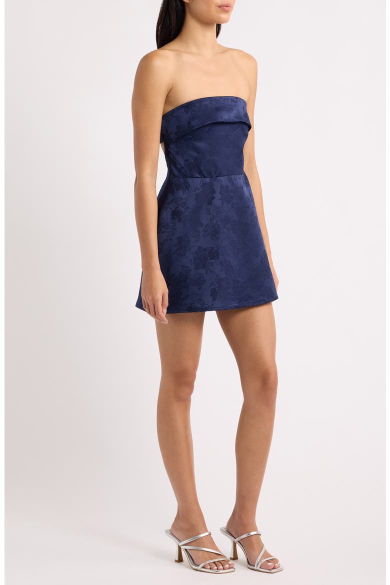 Dakhoda Strapless Jacquard Minidress, Alternate, color, NAVY