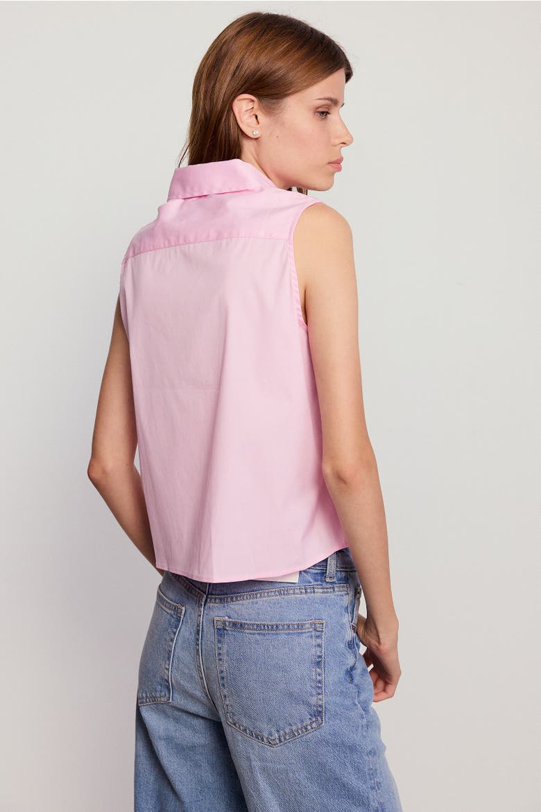 The Boxy Cropped Sleeveless Shirt, Alternate, color, Light Pink