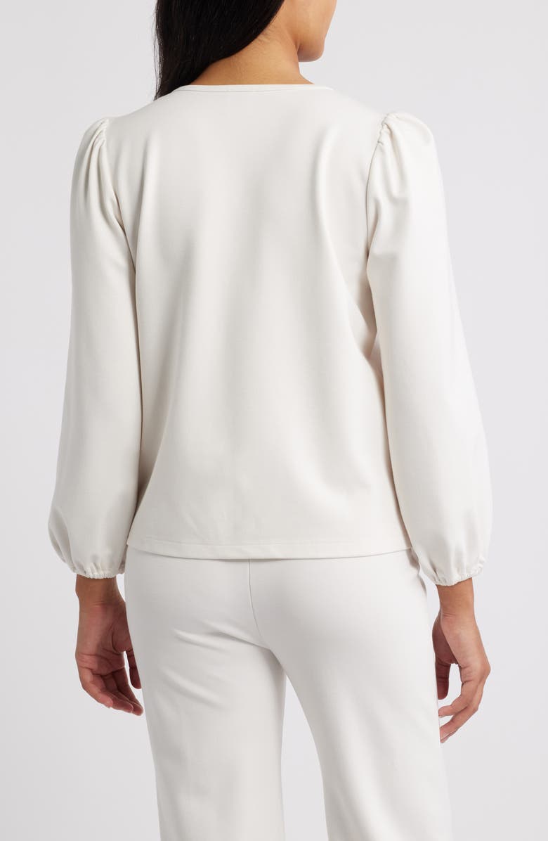 AK ANNE KLEIN Round Neck Top, Alternate, color, White Dove