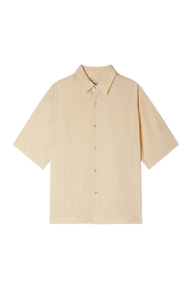 Pleated shirt with shark collar, Alternate, color, Sand