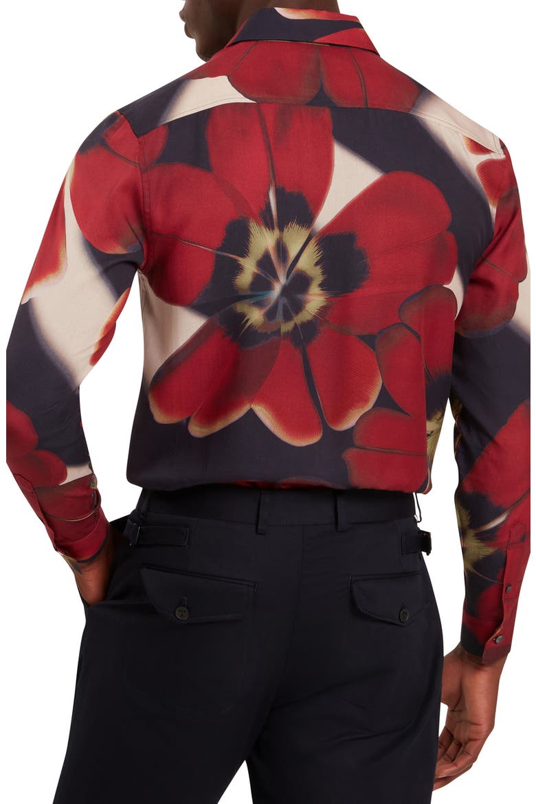 Phelin Floral Stretch Cotton Button-Up Shirt, Alternate, color, RED/ NAVY