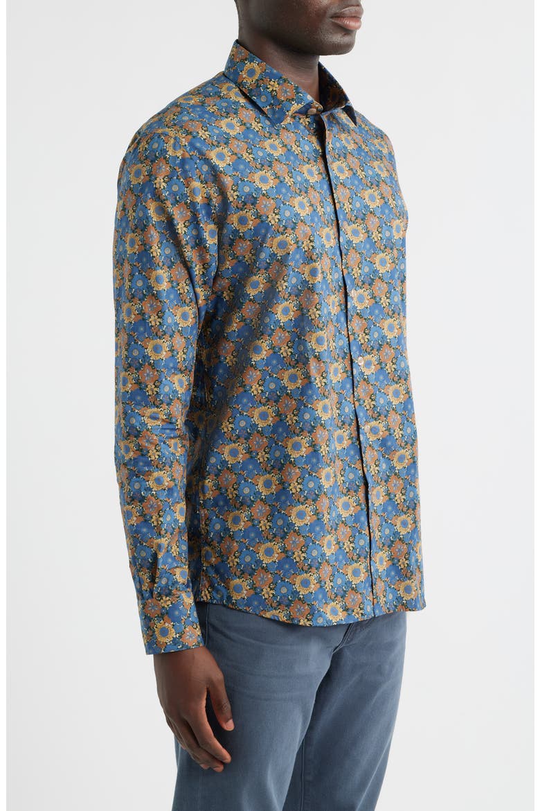 Canclini Regular Fit Floral Cotton Button-Up Shirt, Alternate, color, BLUE
