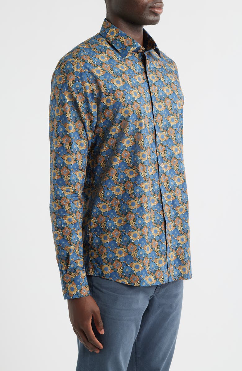 Scott Barber Canclini Regular Fit Floral Cotton Button-Up Shirt, Alternate, color, Blue
