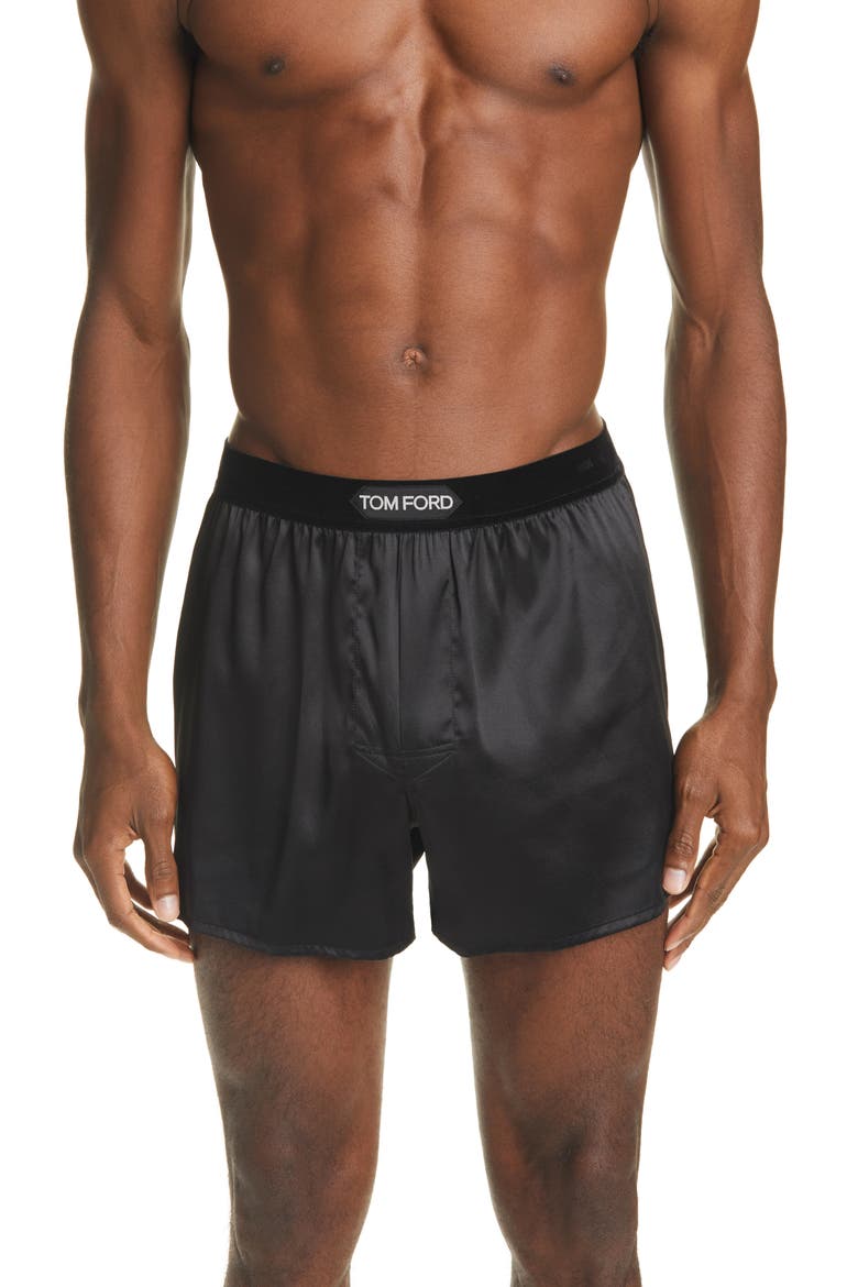 Stretch Silk Boxers, Main, color, BLACK