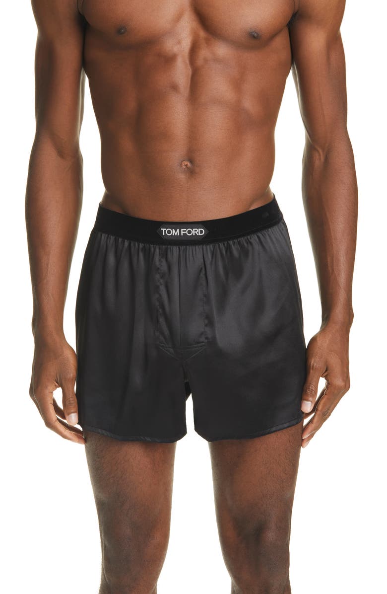 TOM FORD Stretch Silk Boxers, Main, color, Black