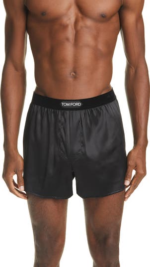 【関税&送料込】Tom Ford Boxer Shorts In Silk Satin TOM FORD Velvet-Trimmed Stretch-Silk Satin Boxer Shorts for