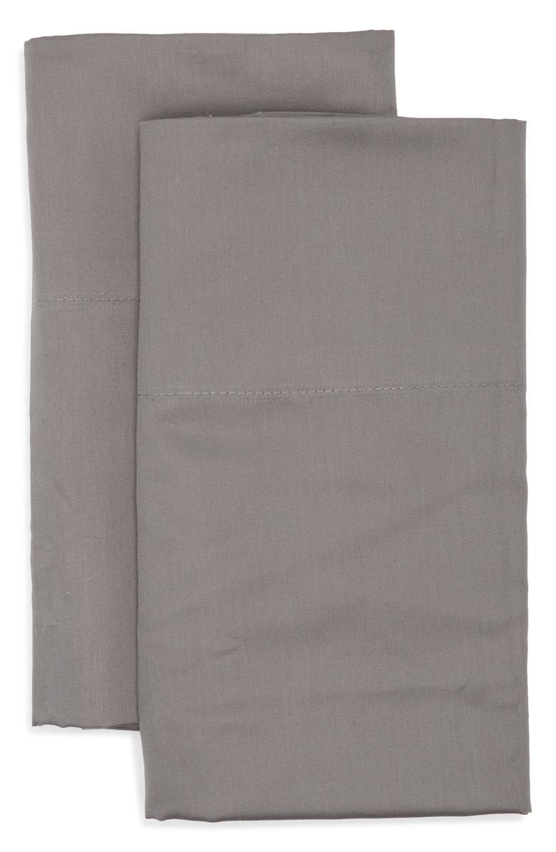 NORDSTROM RACK Set of 2 460 Thread Count Cotton Sateen Pillowcases, Main, color, Grey Pearl
